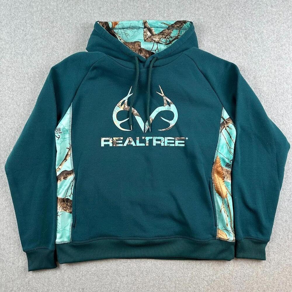 Realtree Aqua Green Camo‎ Hoodie Women’s Medium Outdoor Activewear Hunting Hike